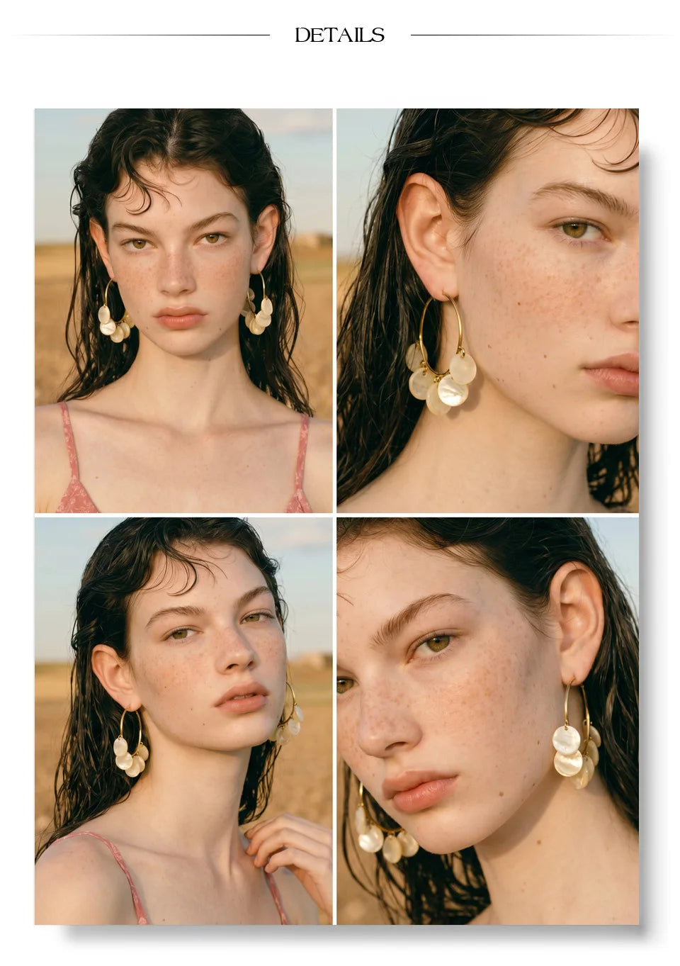 Resin multi-color geometric earrings in gold-plated stainless steel with resin.
