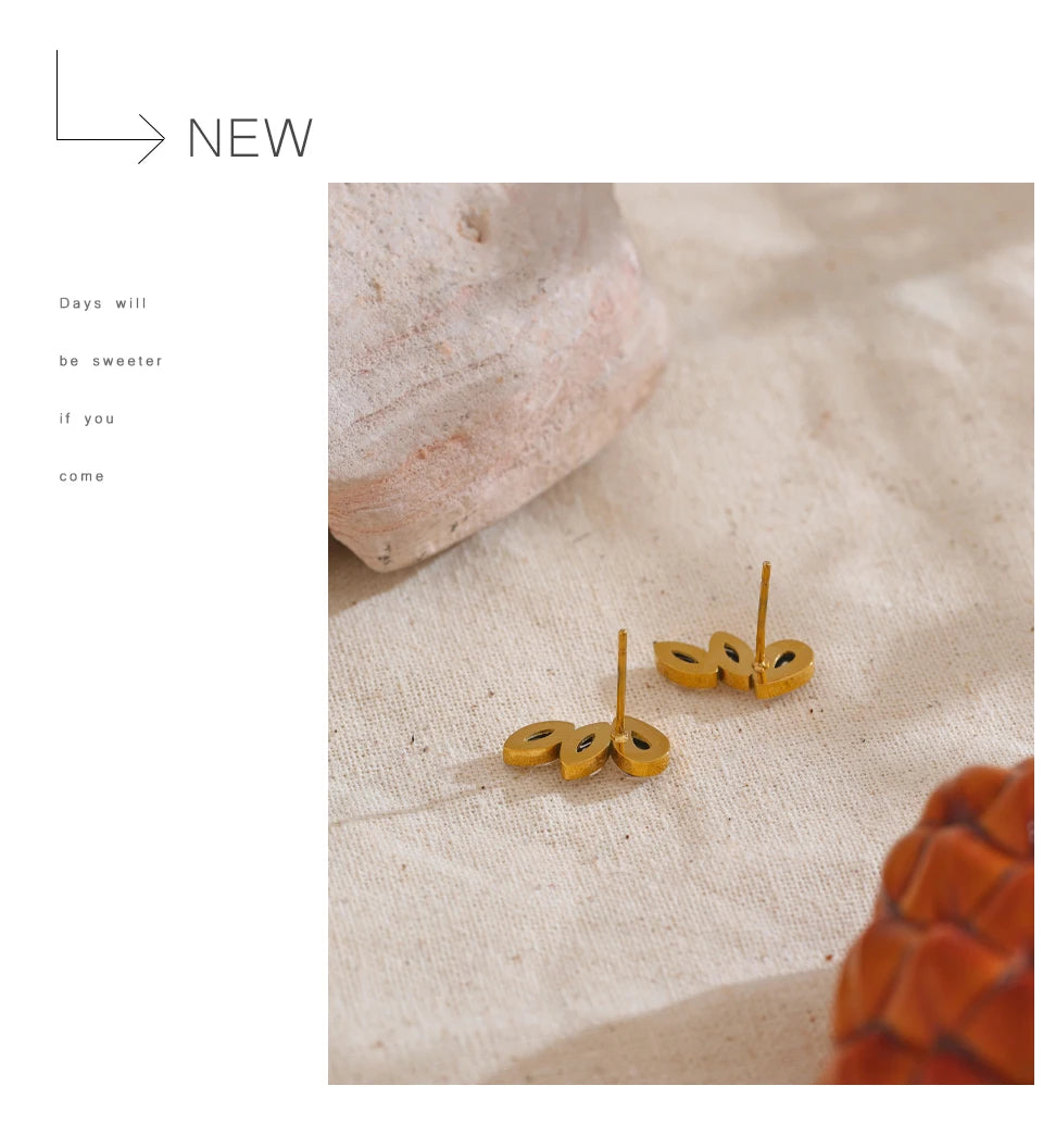 Cubic Zirconia Geometric Earrings — Gold-Plated Stainless Steel with Cubic Zirconia · PS1869