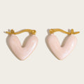 Hoop Earrings Heart Pink Black Red Enamel Vintage — 316L Stainless Steel · PS393