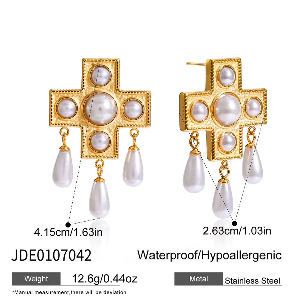 Cross Tassel Earrings — Stainless Steel · PS298