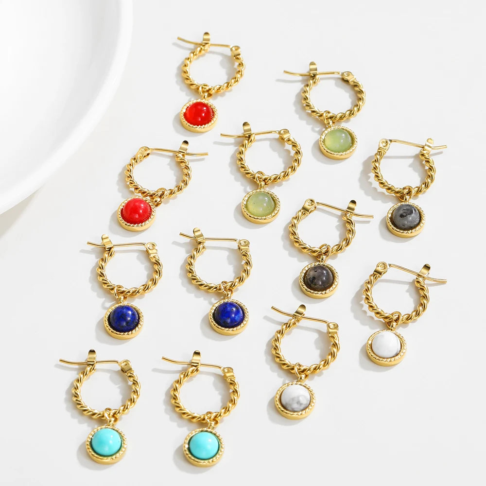 Lapis Lazuli Opal Drop Earrings — 316L Stainless Steel · PS436