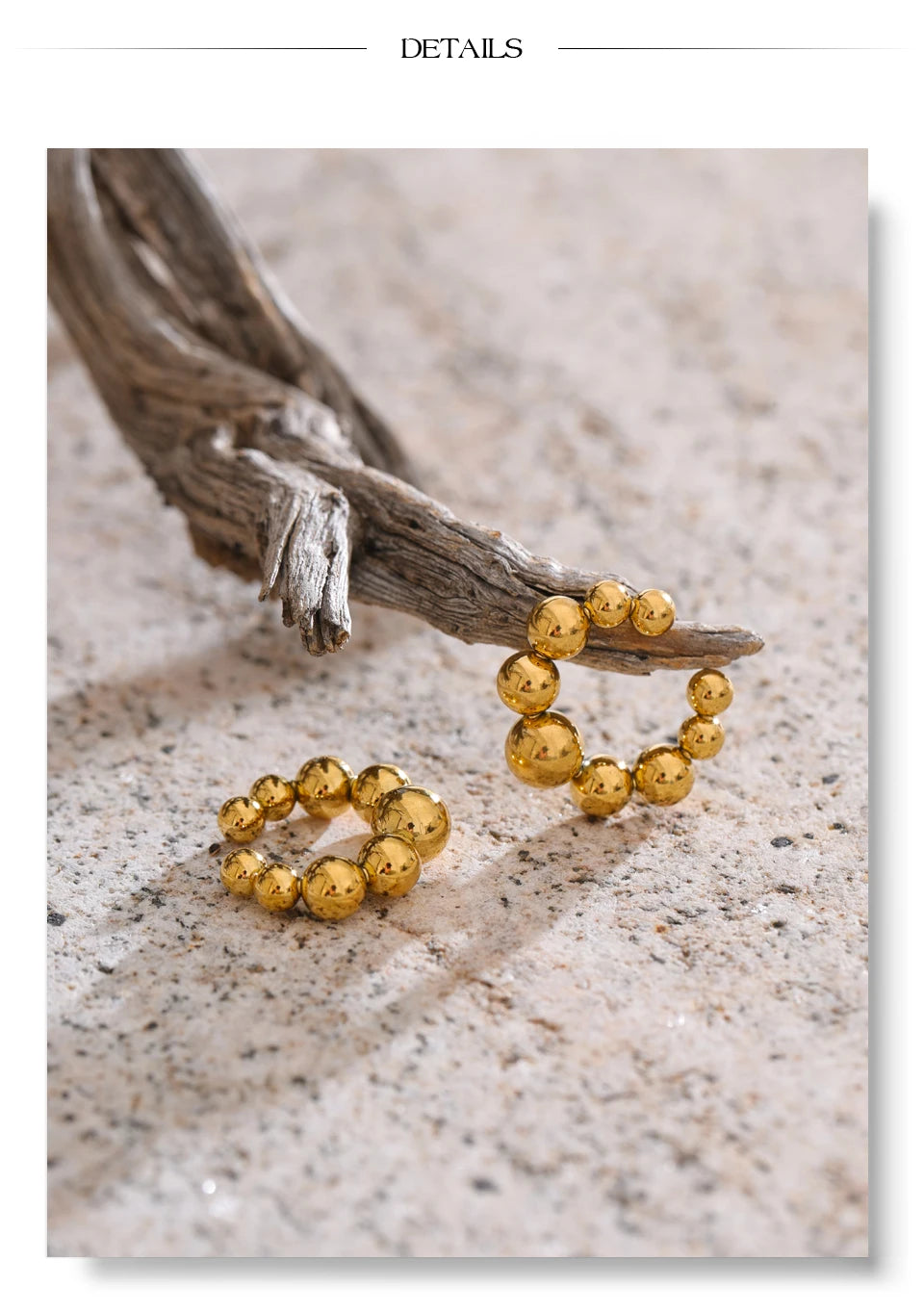 Beaded Geometric Earrings — Gold-Plated 316L Stainless Steel · PS2155