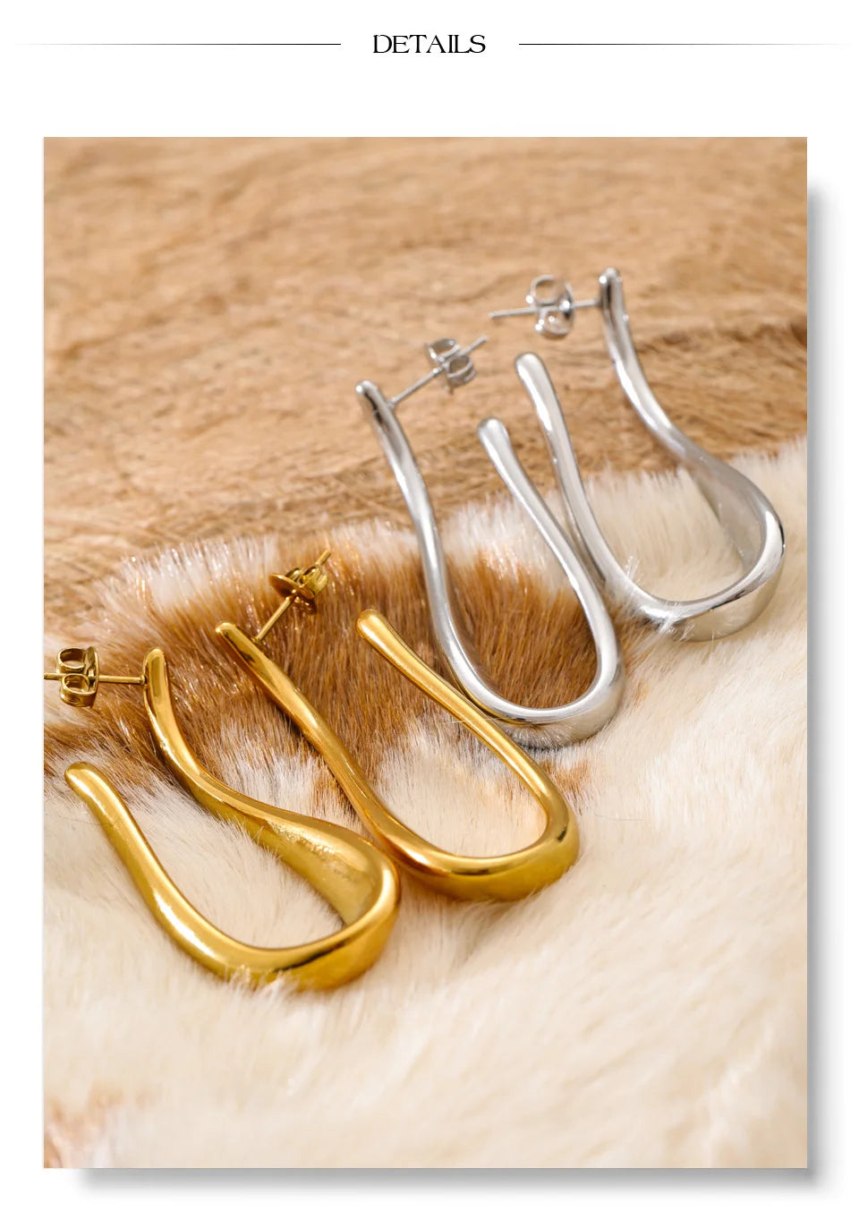Geometric earrings in gold-plated 316L stainless steel.