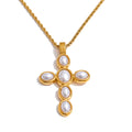 Pearl cross necklace in gold-plated stainless steel with pearl.
