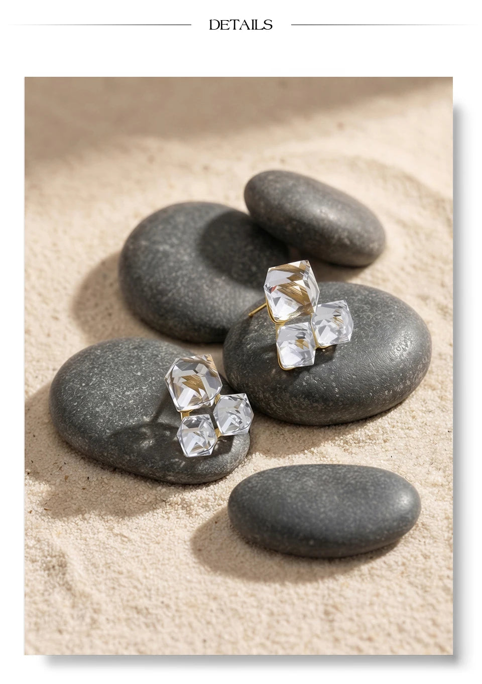 Crystal Geometric Earrings — Stainless Steel with Crystal · PS1154