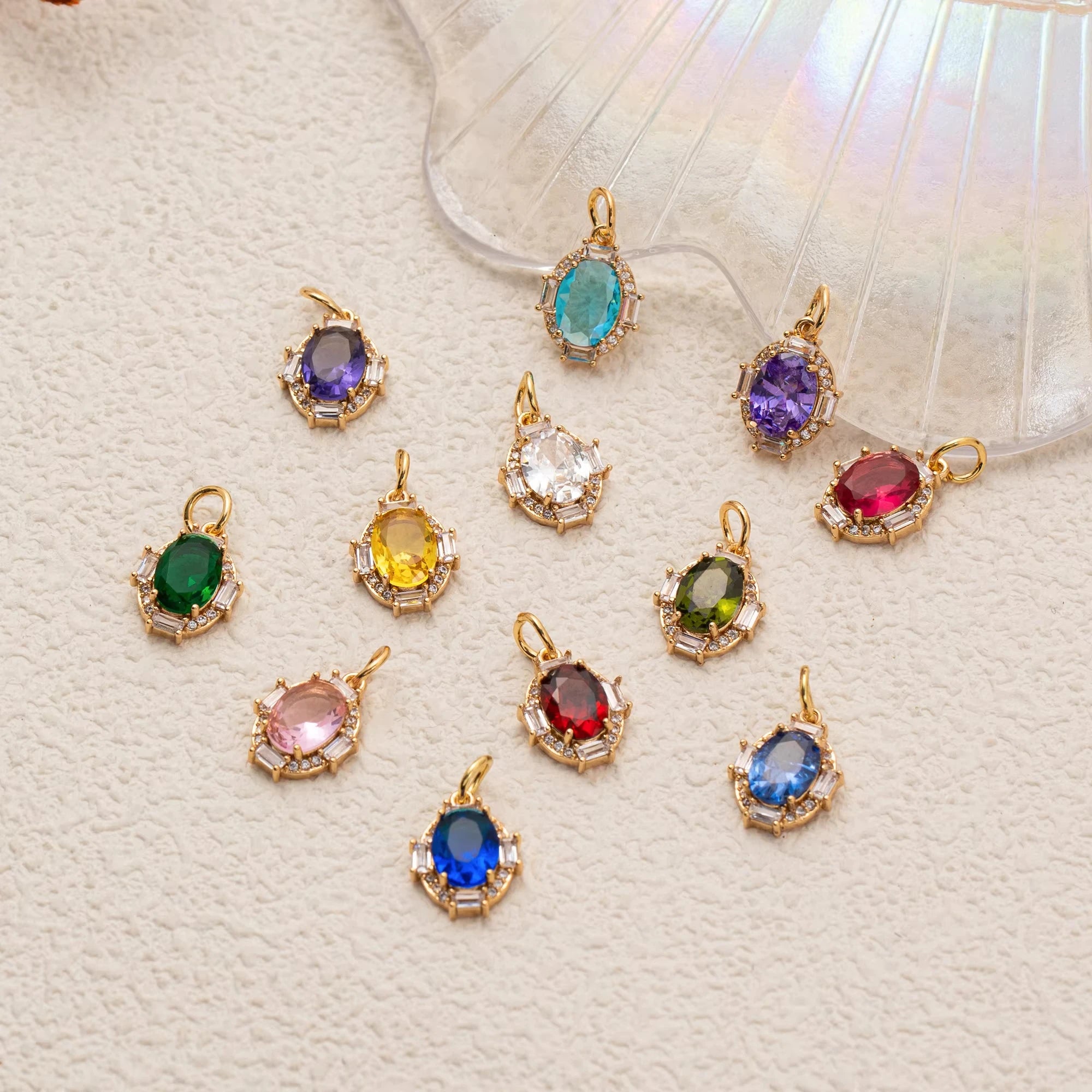 【DIY Pendant】18K Gold Plated Copper Birthstone Charm Pendant - PC010
