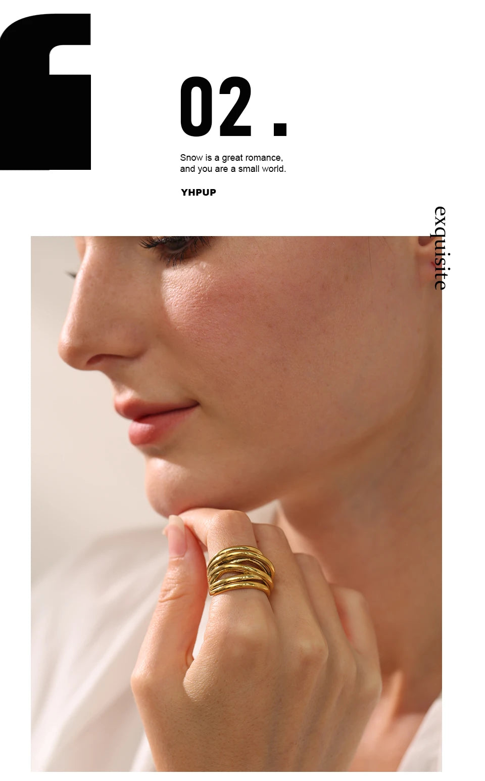 Geometric ring in 18K gold-plated stainless steel.