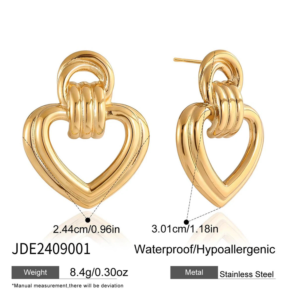 Open Heart Drop Earrings — Stainless Steel · PS066