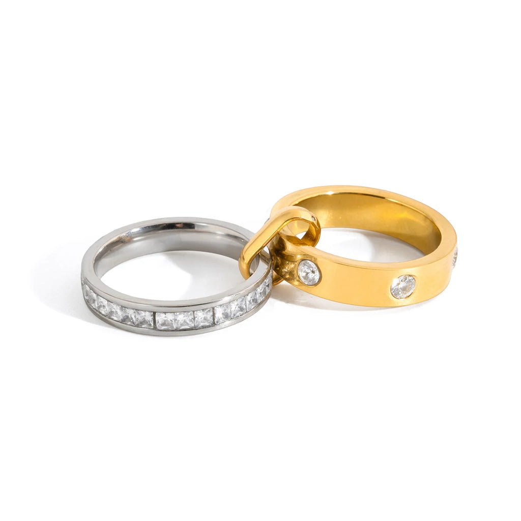 Two-Tone CZ Ring — Stainless Steel · PS355