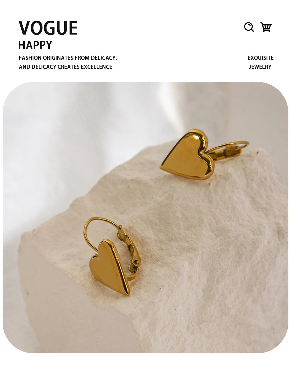 Hoop Earrings Heart — 316L Stainless Steel · PS468