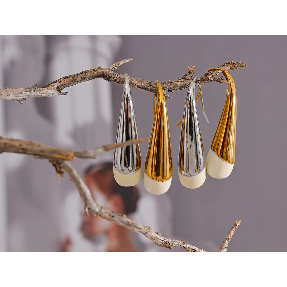 Enamel Geometric Earrings — Gold-Plated 316L Stainless Steel with Enamel · PS1605