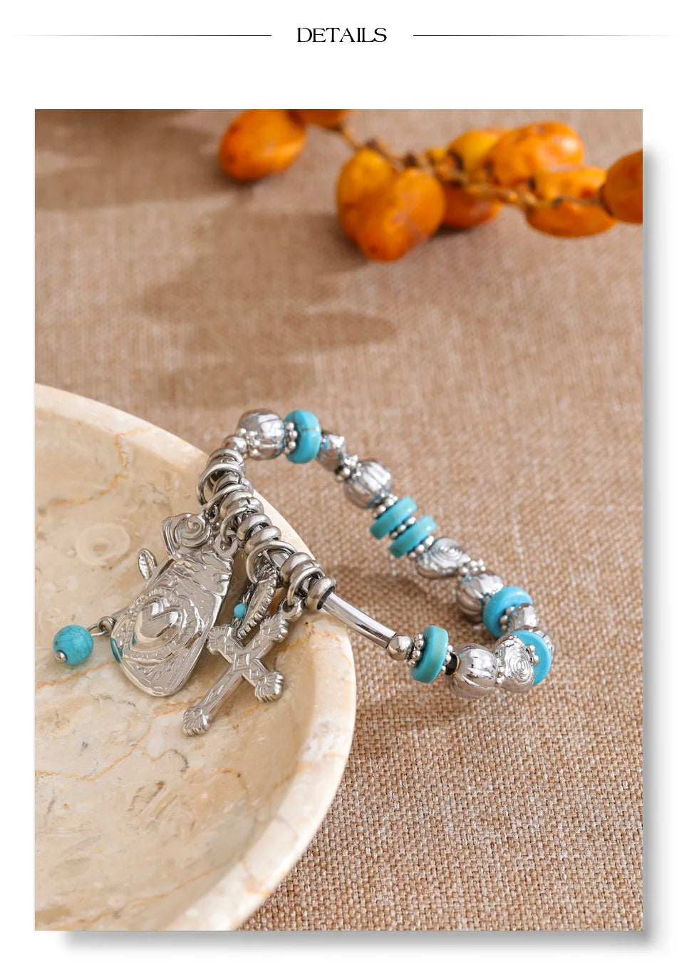 Natural Stone Heart Flower Bracelet — Gold-Plated Stainless Steel with Natural Stone · PS1086