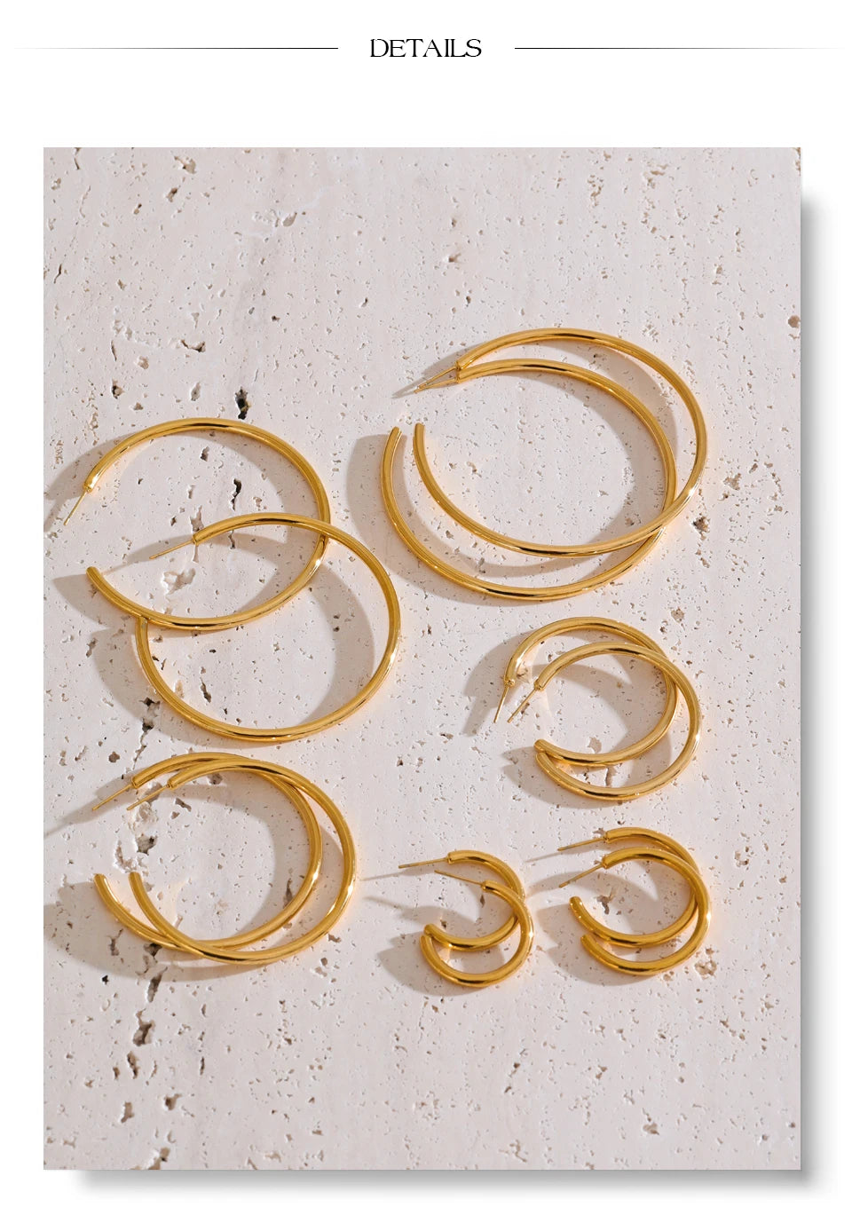 Minimalist geometric earrings in gold-plated stainless steel.