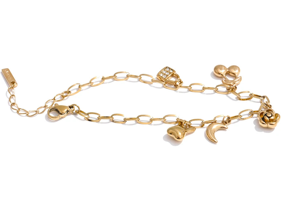 Flower Moon Geometric Bracelet — Gold-Plated Stainless Steel · PS1664