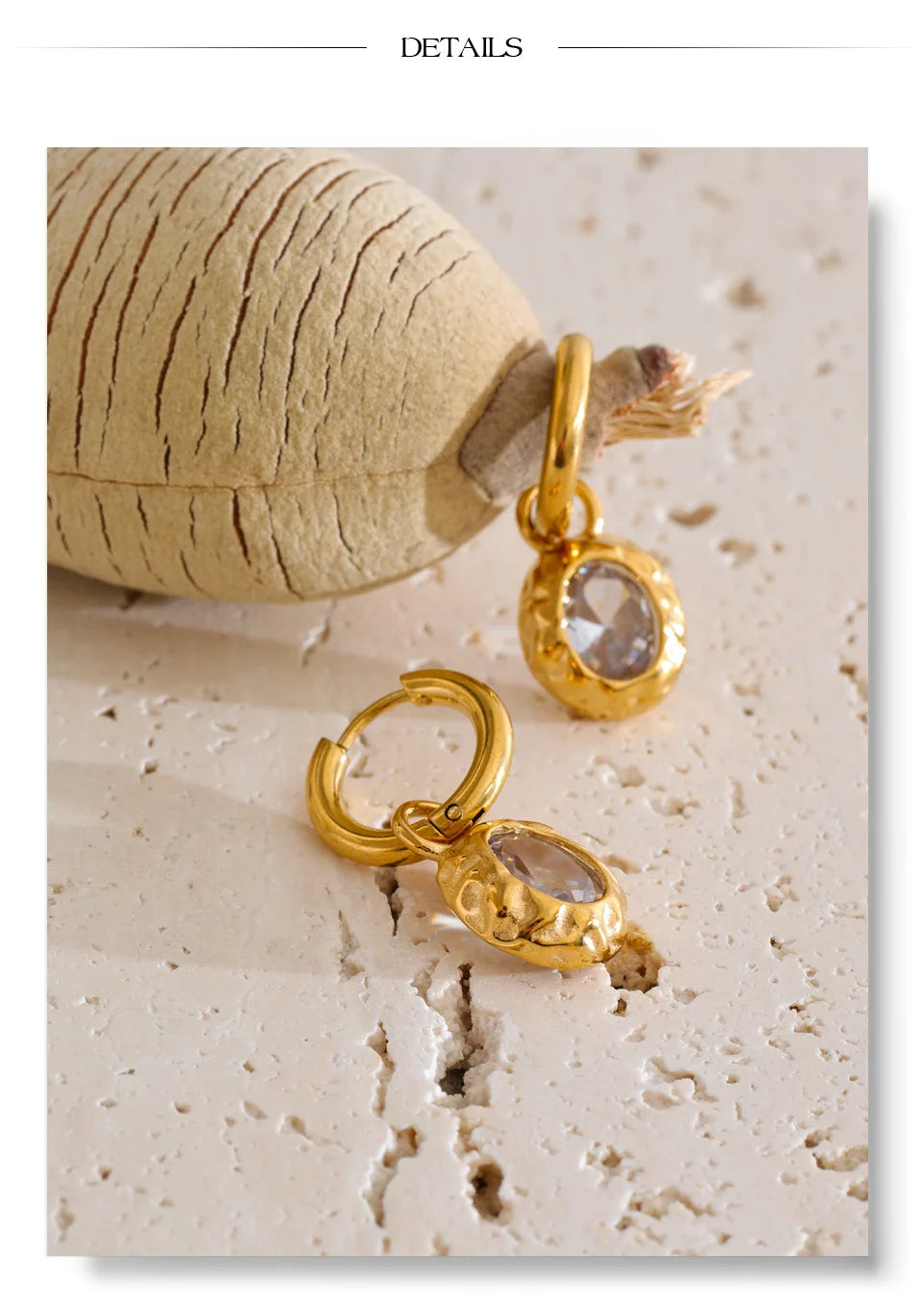 Cubic Zirconia Geometric Earrings — Gold-Plated Stainless Steel with Cubic Zirconia · PS1261