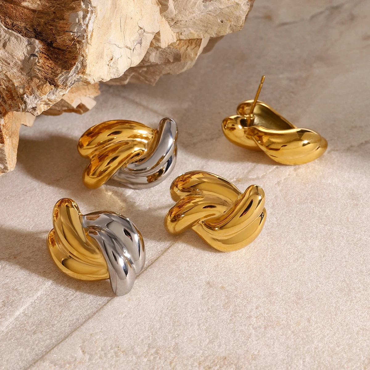 Chunky Knot Earrings — Stainless Steel · PS122