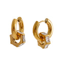 Cubic Zirconia Geometric Earrings — Gold-Plated Stainless Steel with Cubic Zirconia · PS1309