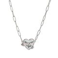 Vintage necklace with one arrow piercing personalized flower pattern, paperclip chain, gold-plated and color preserving