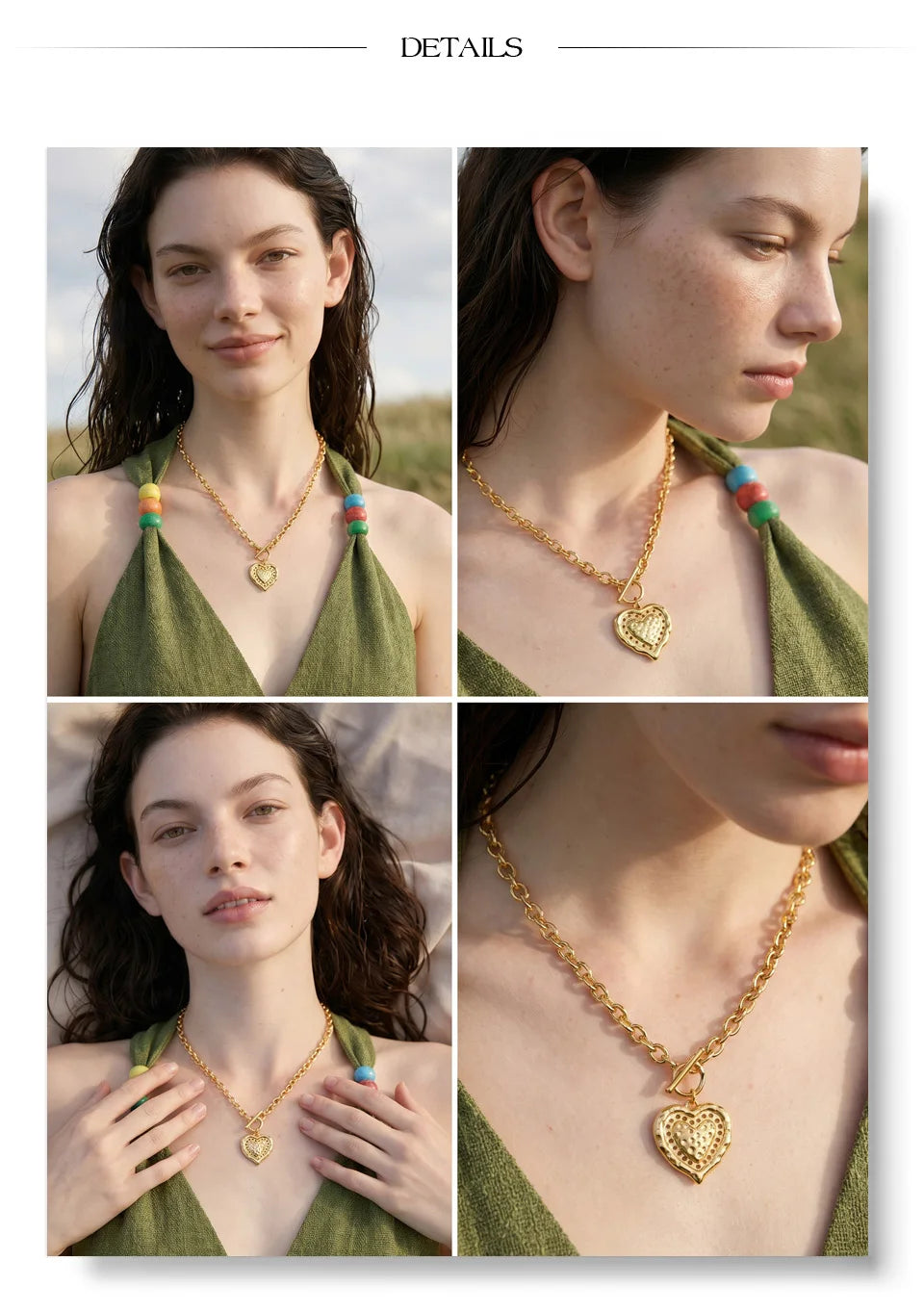 Heart necklace in gold-plated stainless steel.