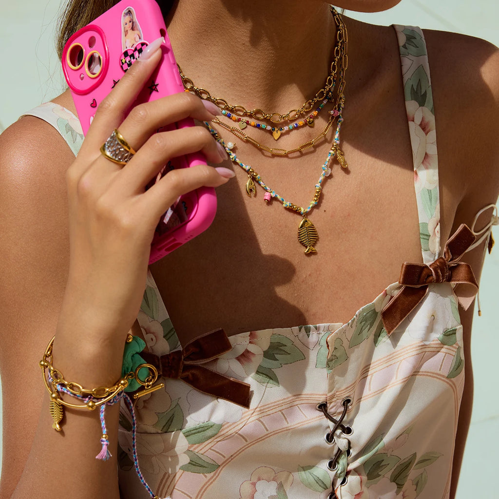 Ocean Charm Layered Necklace — Stainless Steel · PS160