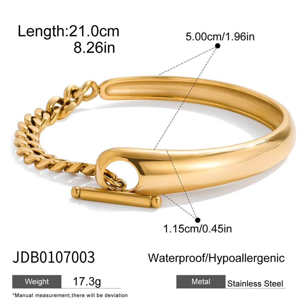Toggle Chain Cuff Bracelet — Stainless Steel · PS046