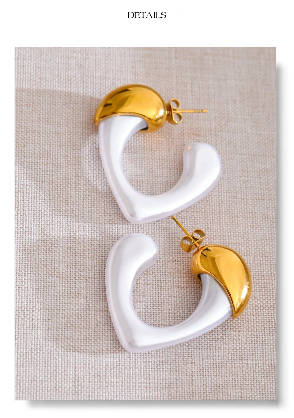 Pearl heart vintage earrings in gold-plated stainless steel with pearl.
