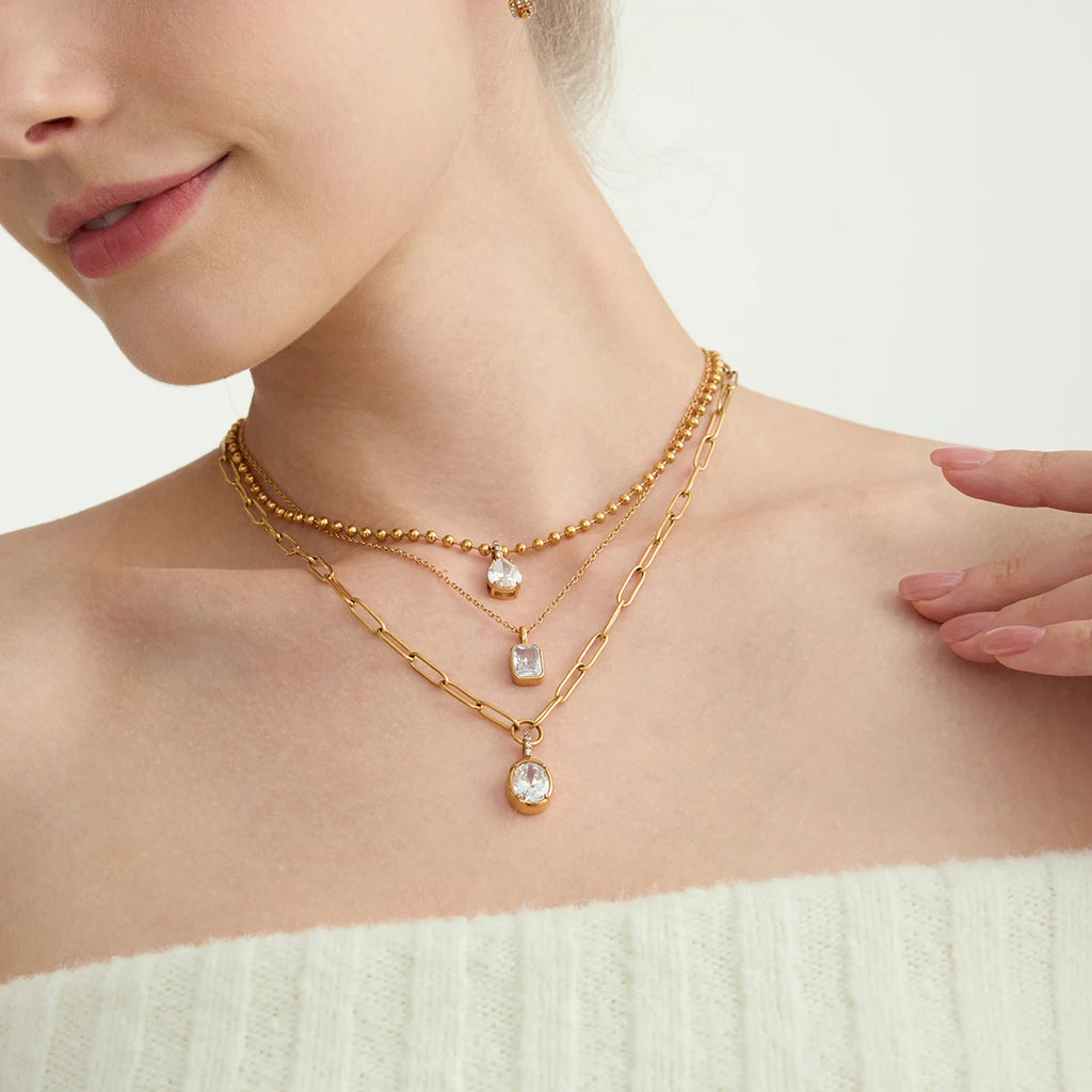 Heart Geometric Necklace — Stainless Steel · PS314