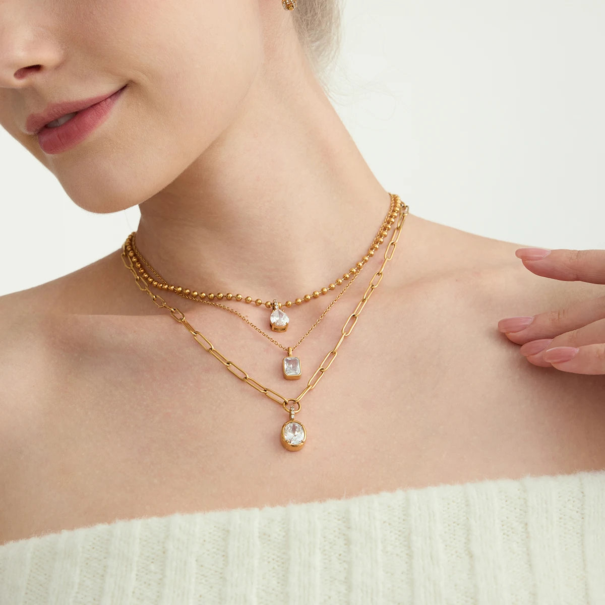 Heart Geometric Necklace — Stainless Steel · PS314