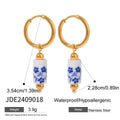 Color Stone Charm Hoop Earrings — Stainless Steel · PS099
