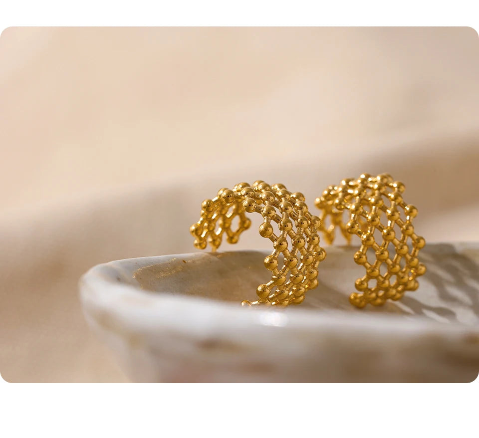 Geometric Earrings — Gold-Plated Stainless Steel · PS1597