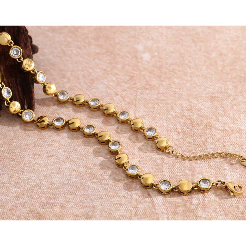 Zircon Beaded Bracelet — 316L Stainless Steel · PS394