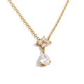 Cubic zirconia flower necklace in gold-plated stainless steel with cubic zirconia.