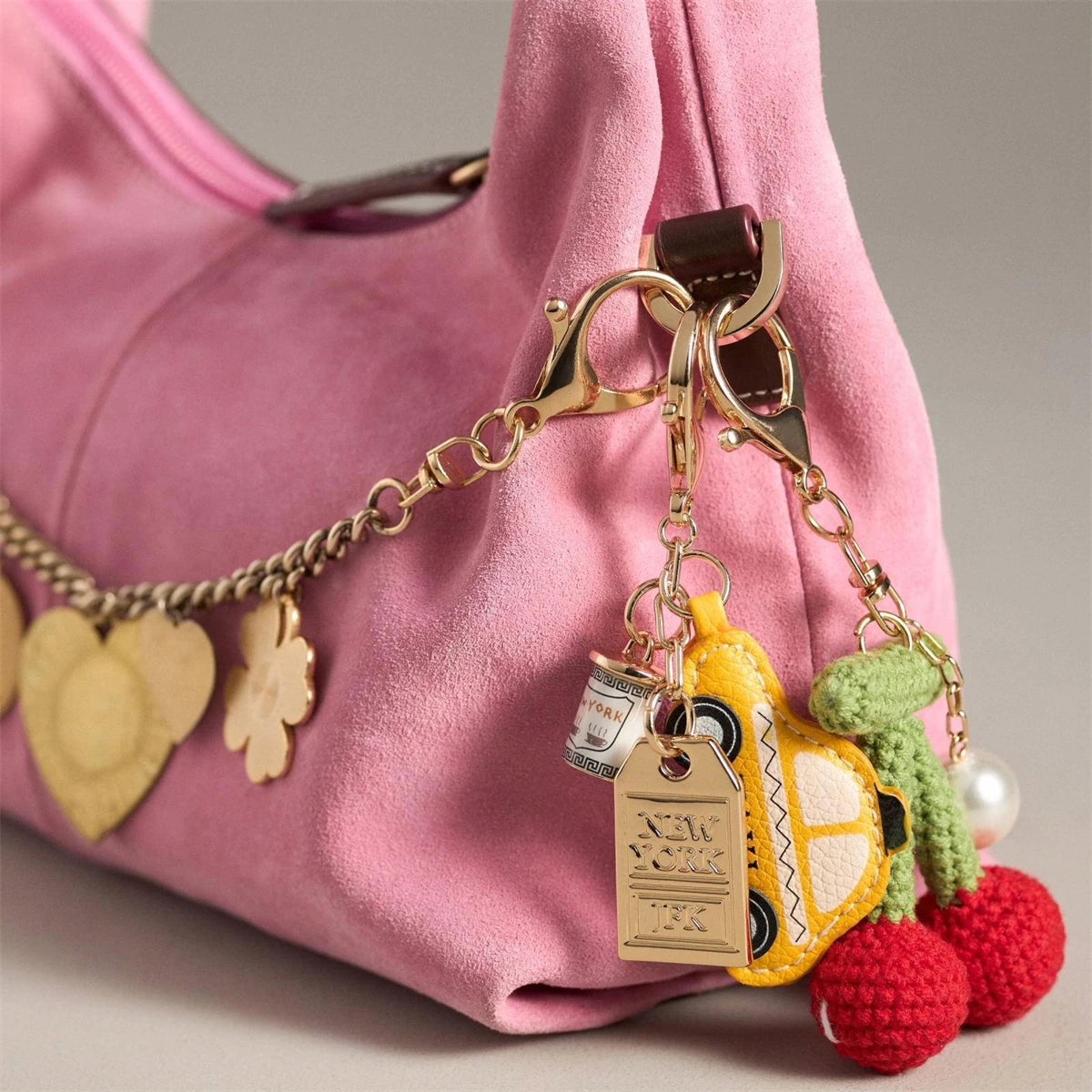 New Colorful Chain Multi Element Keychain Skating Boots Umbrella Pearl DIY Accessories Gold Plated