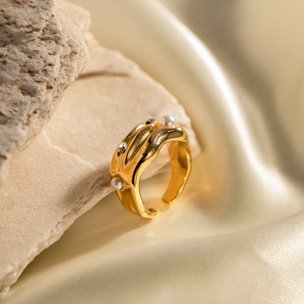 Pearl Open Ring — Stainless Steel · PS243