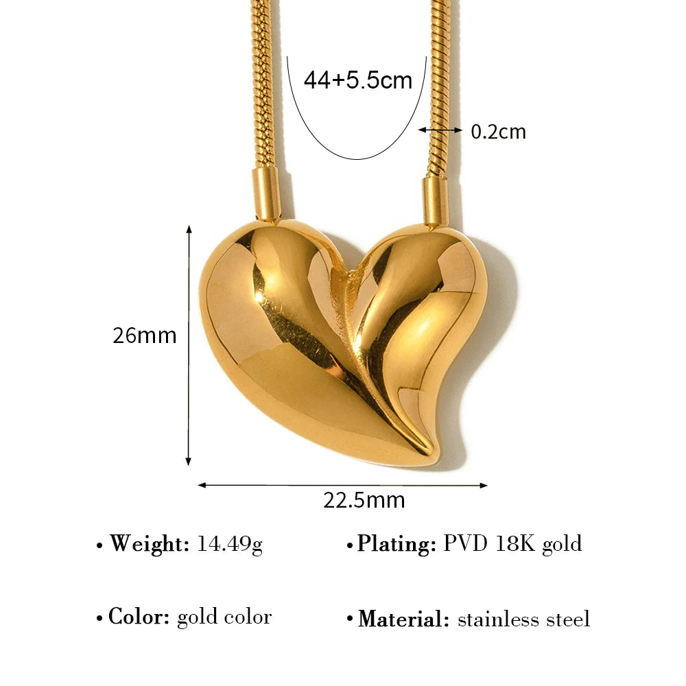 Irregular Heart Pendant Necklace Glossy — 316L Stainless Steel · PS401