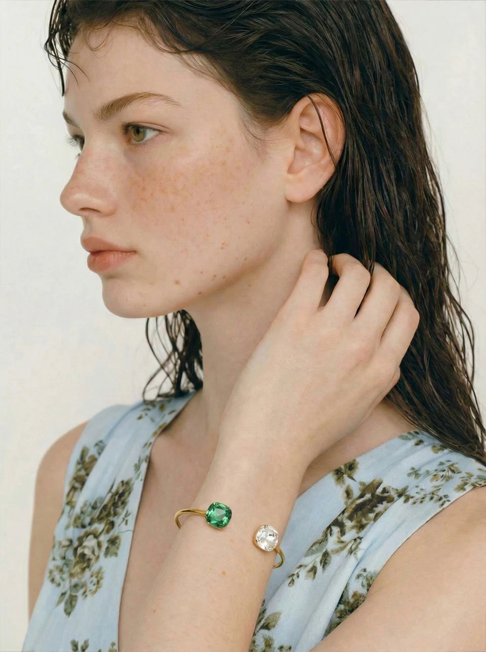 Crystal Geometric Bracelet — Gold-Plated Stainless Steel with Crystal · PS1121