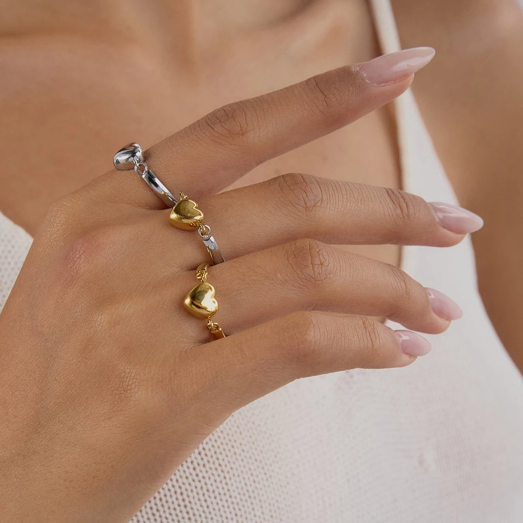 Heart Bead Ring — Stainless Steel · PS234
