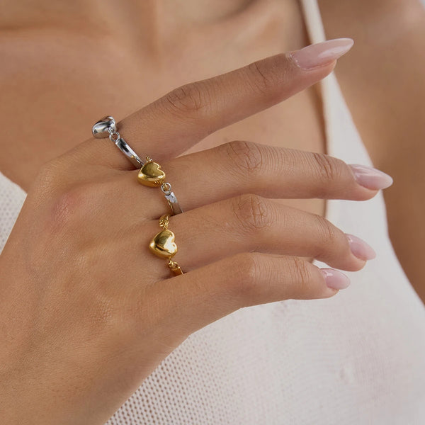 Heart Bead Ring — Stainless Steel · PS234