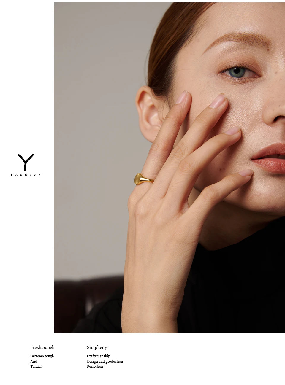 Geometric ring in gold-plated stainless steel.