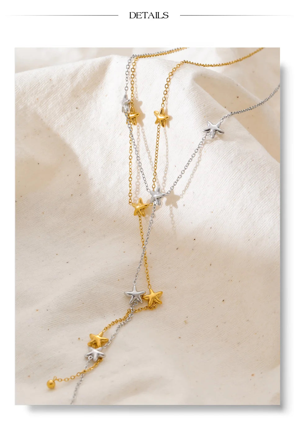 Star chain necklace in gold-plated stainless steel.