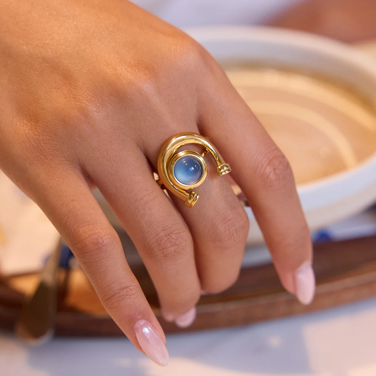 Turquoise Sun Ring — Stainless Steel · PS128