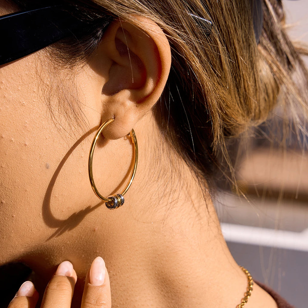 Two-Tone Hoop Earrings — Stainless Steel · PS124