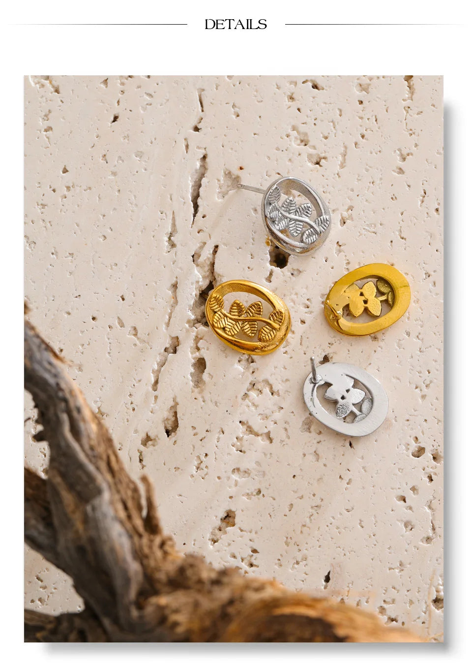 Geometric earrings in gold-plated stainless steel.