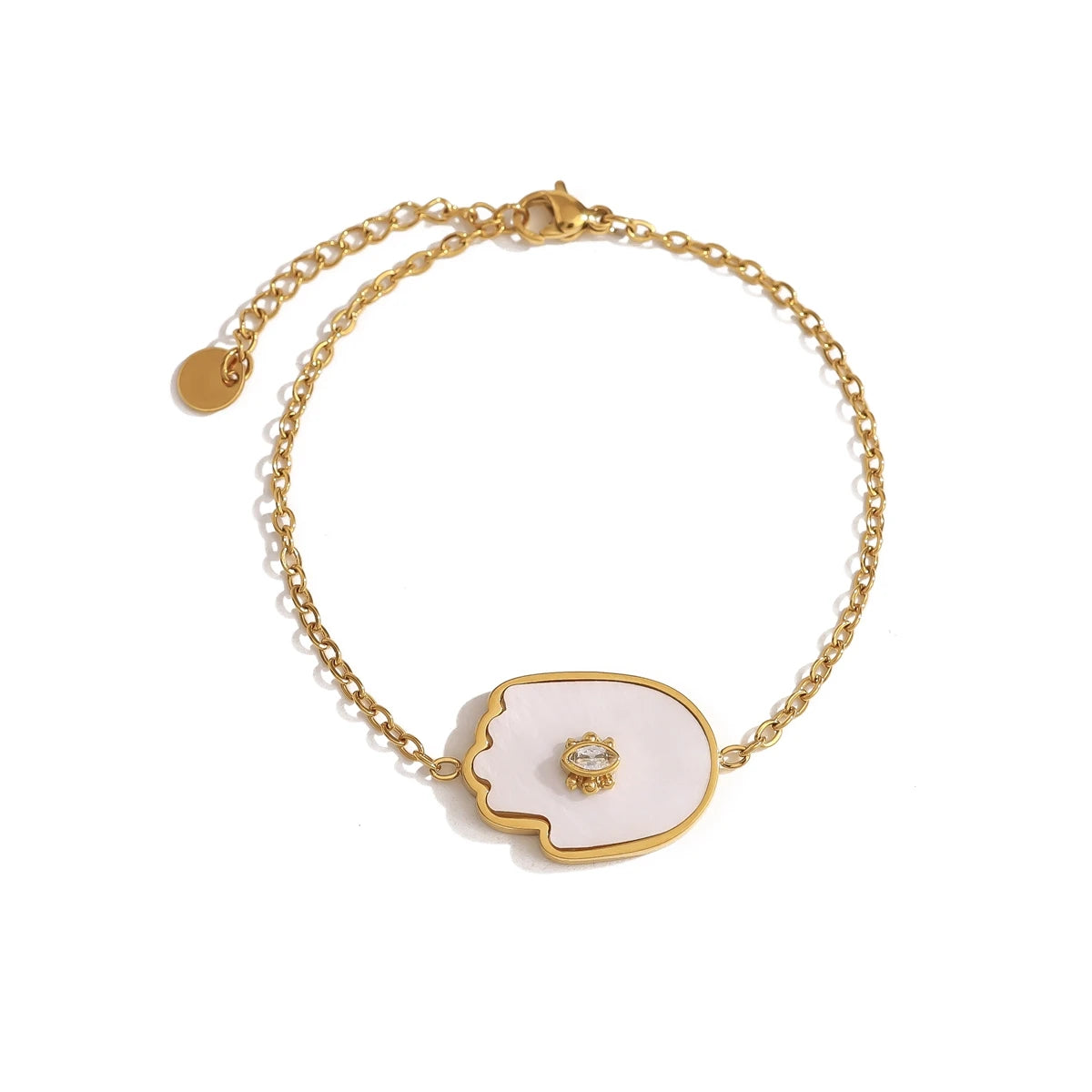 Shell Crystal Charm Necklace Ring — 316L Stainless Steel · PS434