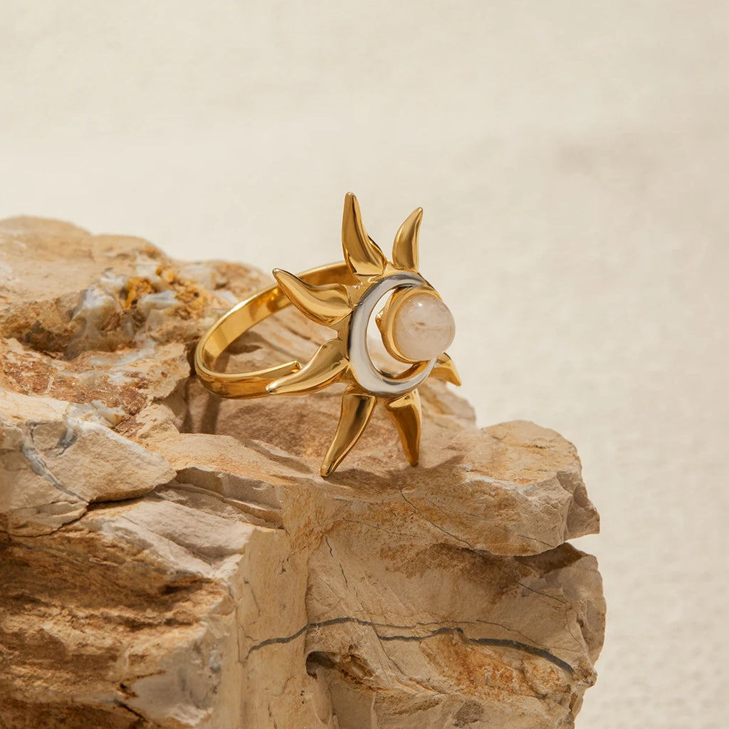 Sun Moon Statement Ring — Stainless Steel · PS238