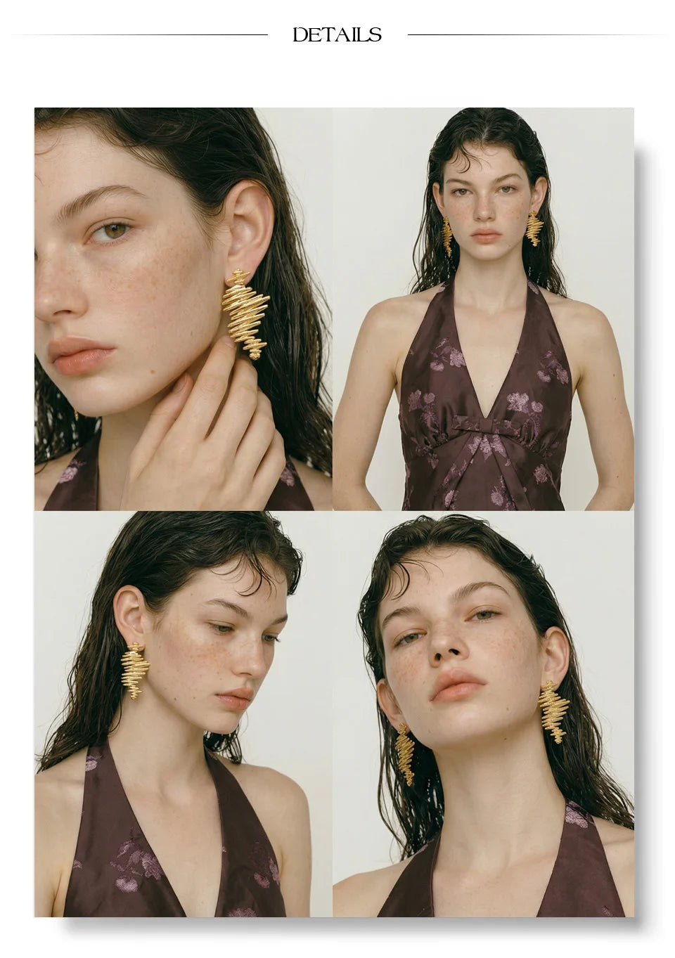 Geometric earrings in gold-plated stainless steel.