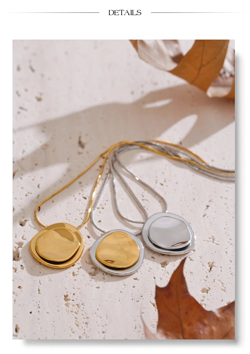 Coin geometric necklace in gold-plated stainless steel.
