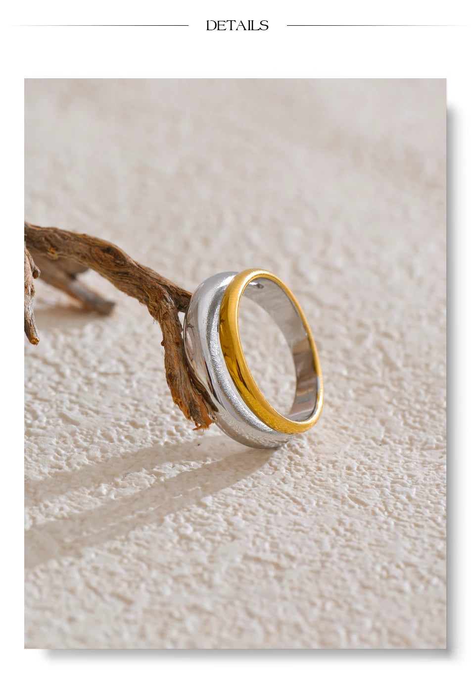Geometric ring in 18K gold-plated stainless steel.
