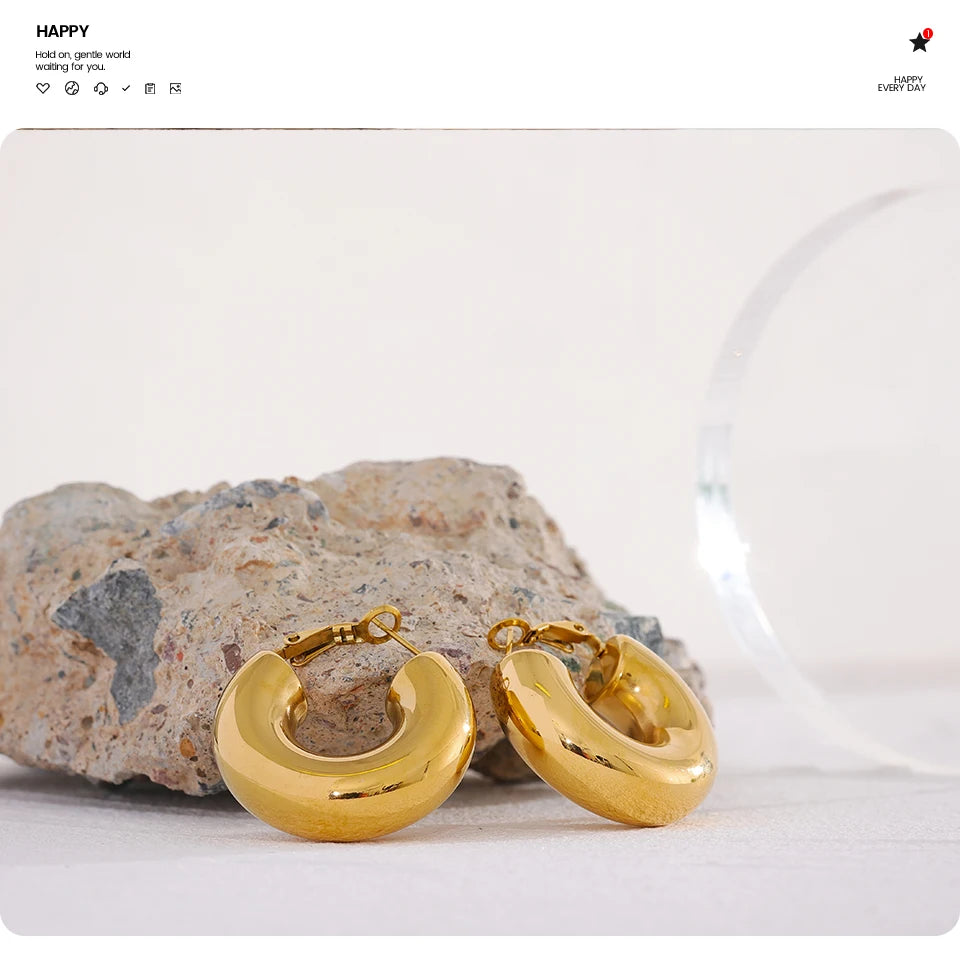 Minimalist geometric earrings in gold-plated stainless steel.