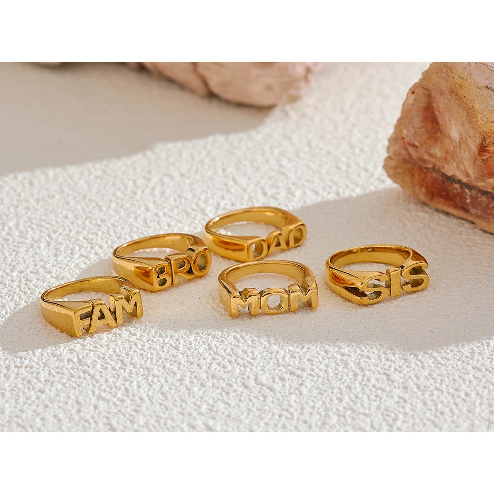 Geometric ring in 18K gold-plated stainless steel.